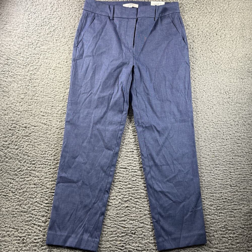 NWT LOFT The Riviera Slim Pants Womens 2 Blue Stretch Mid Rise Career Work